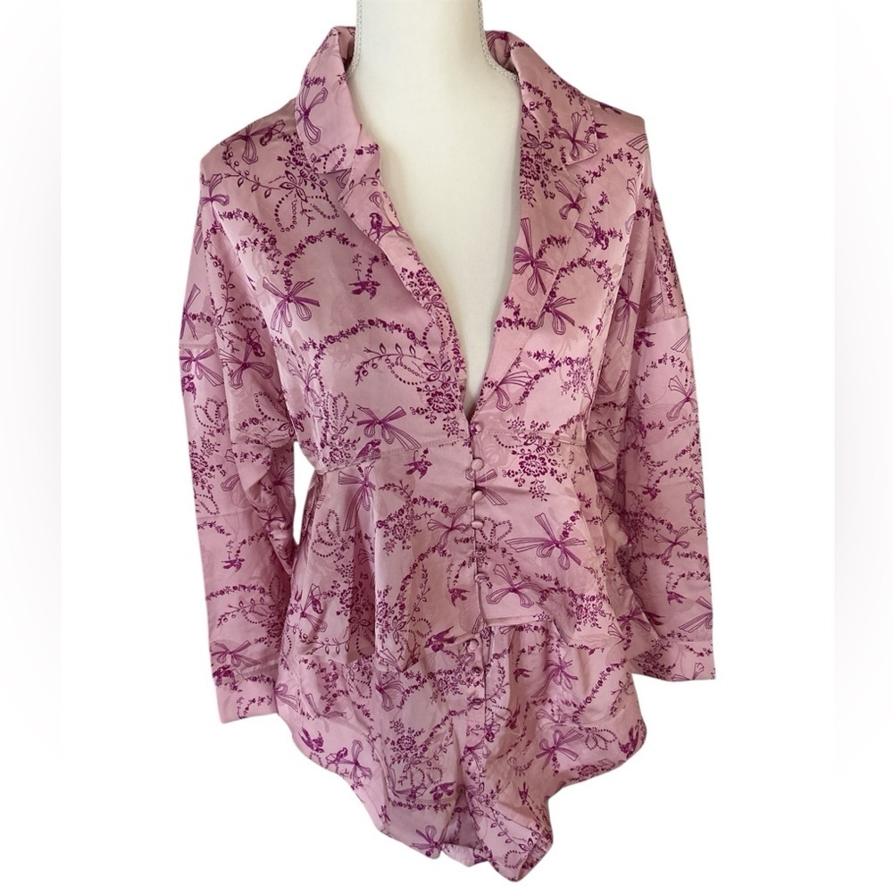 Free People Beauty Sleep Pink Floral 2 Piece Pajamas